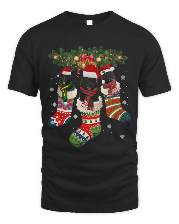 Three Schipperke In Sock Christmas Santa X mas Dog 368