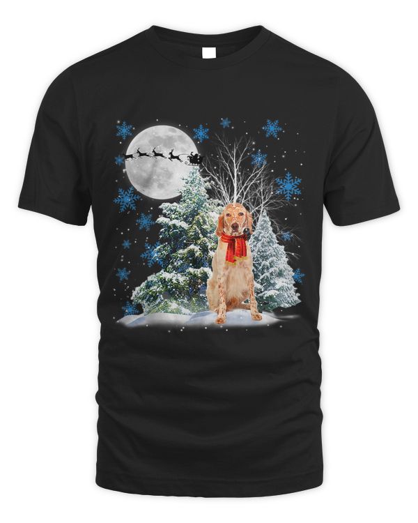 English Setter Under Moonlight Snow Christmas Pajama 16