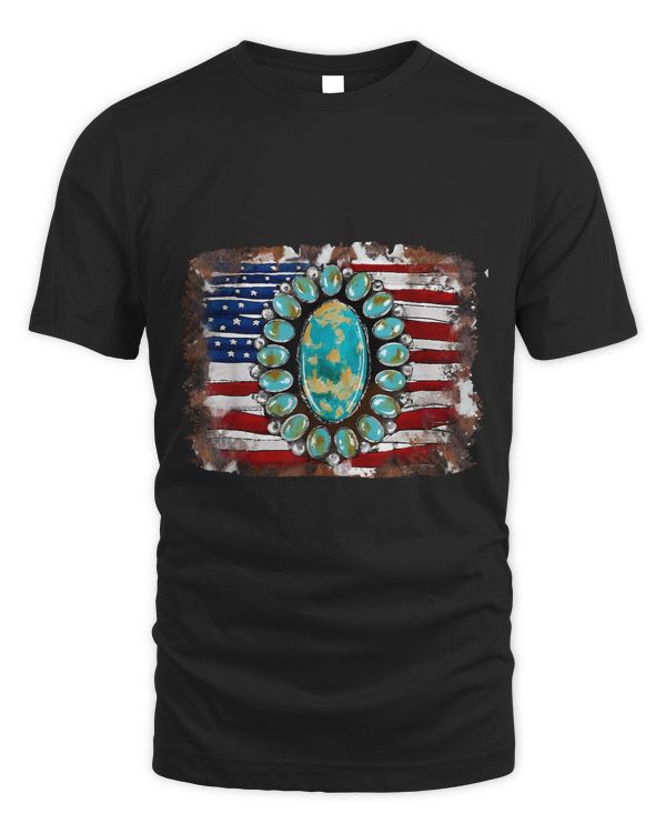 American Flag 4th July Turquoise Western Cowgirl Boho Girl