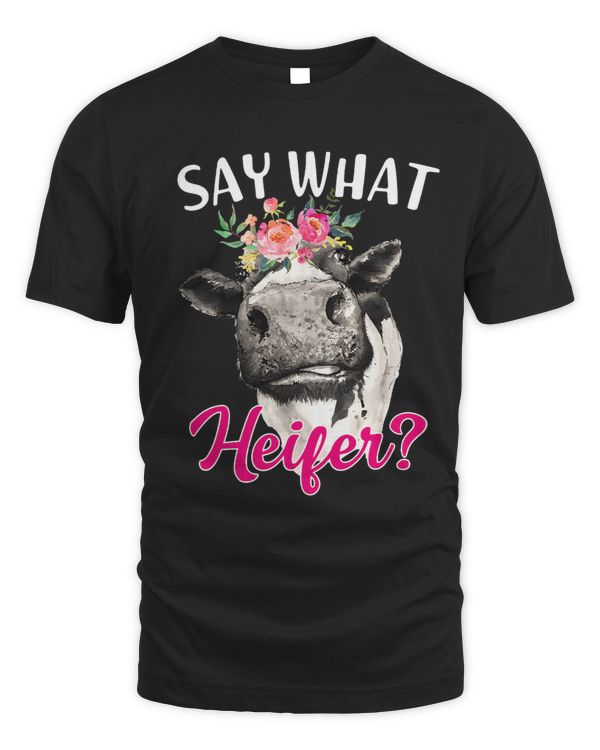 Funny Floral Highland Cow Say What Heifer Cow Lovers Farmers 1