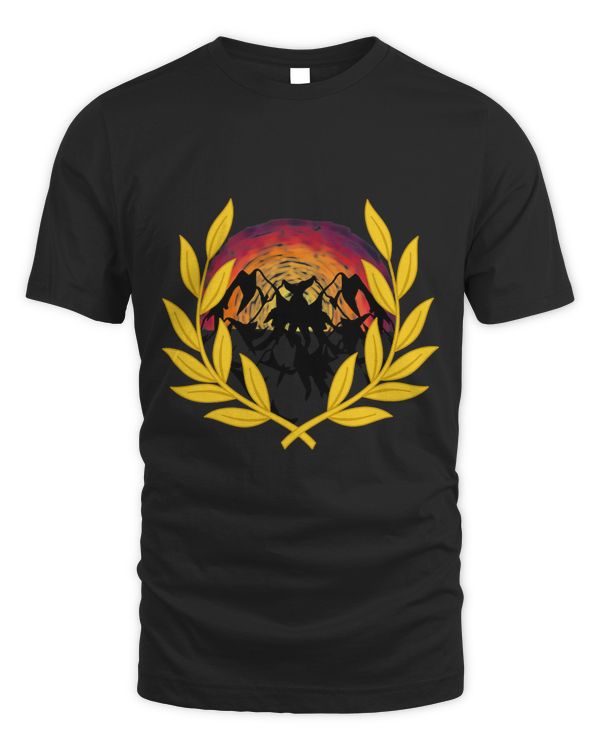 Nature mountains laurel wreath sunset romantic
