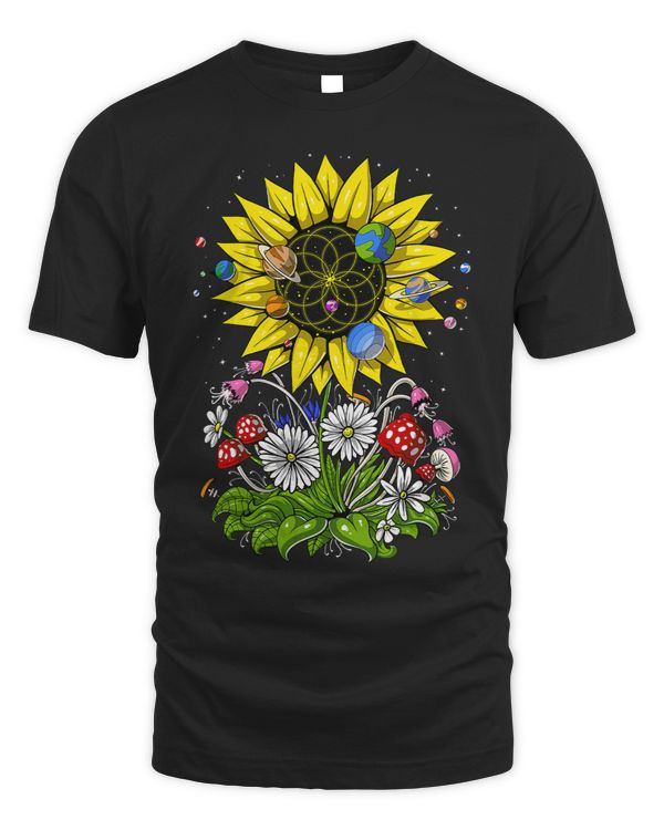 Psychedelic Sunflower Flower Of Life Forest Nature Fantasy