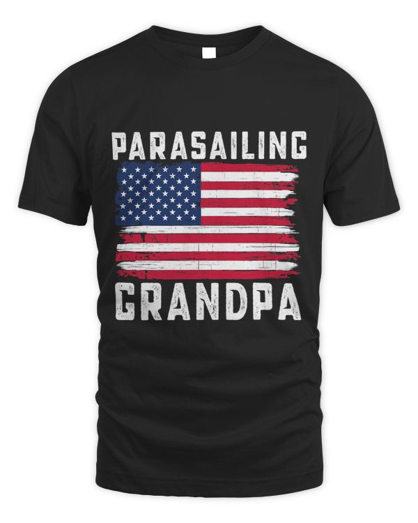 Mens Parasailing Grandpa American Flag July 4th