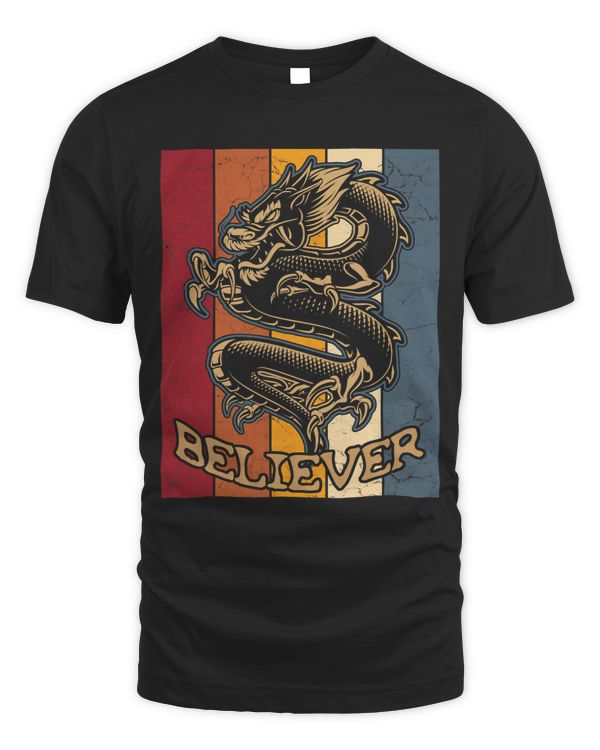 Retro Dragon Shirt Vintage Imagine Chinese Dragon Believer
