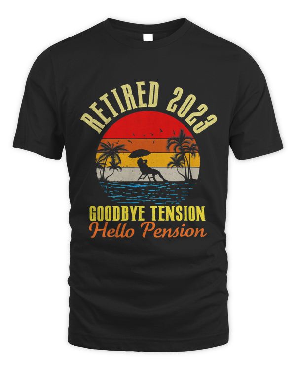 Goodbye Tension Hello Pension Retired Vacation Vintage