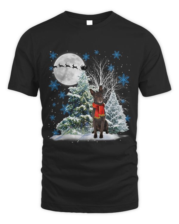 Australian Kelpie Under Moonlight Snow Christmas Pajama 141