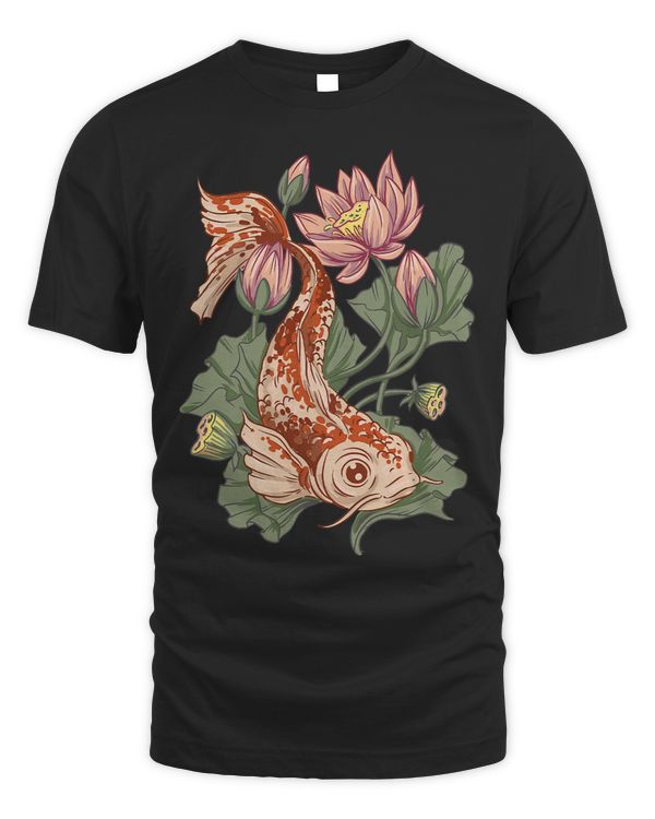 Floral Ivy Design koi and Lotus Carp fish