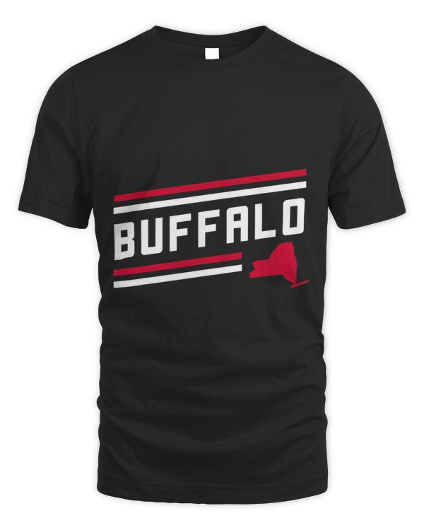 Retro Buffalo City Stripes Red New York Map Outline