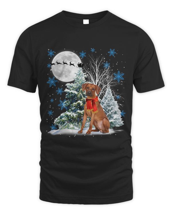 Rhodesian Ridgeback Under Moonlight Snow Christmas Pajama 111