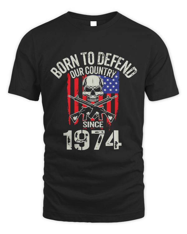 Born to Defend Country Since 1974 Vintage American Flag