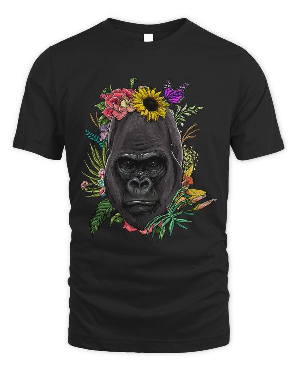 Floral Gorilla Spring Nature Lovers Gift Women Men 445