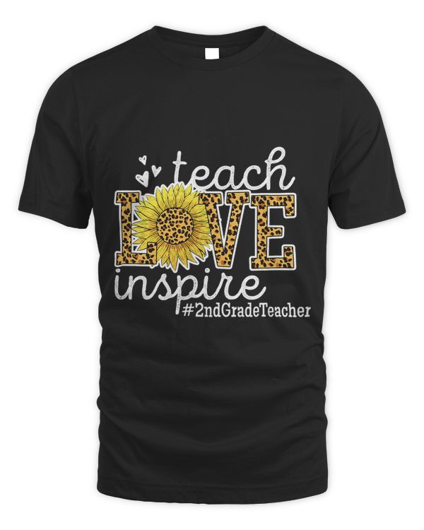Teach Love Inspire Valentines Day 2nd Grade Teacher Leopard 1