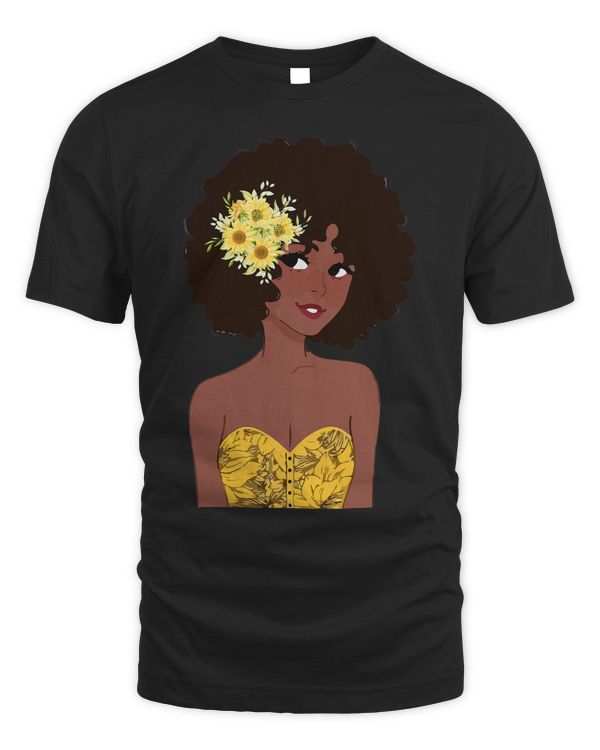 Black Girl Sunflower Natural Hair Black History Month BLM
