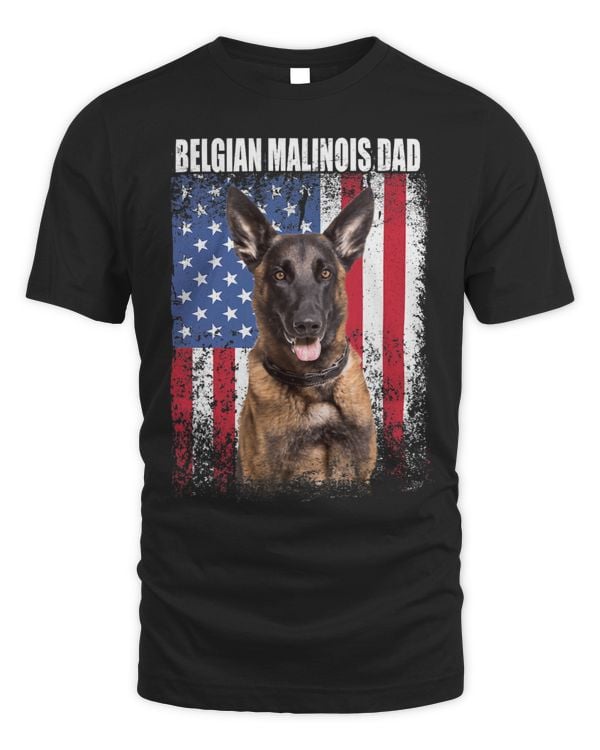 Mens Vintage American Flag Belgian Malinois Dad Fathers Day 2023 237