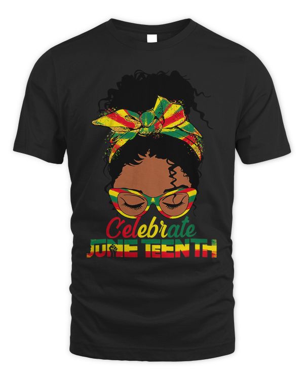 Black Women Messy Bun Juneteenth Celebrate Indepedence Day