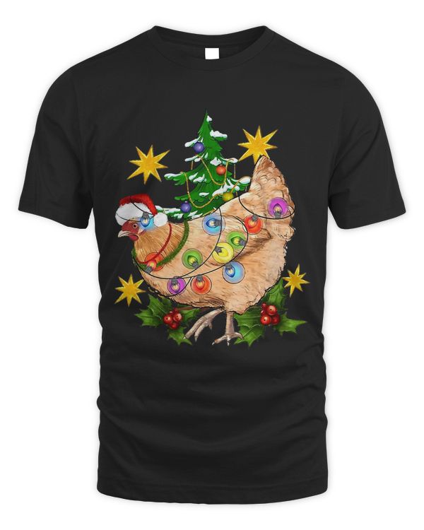 Merry Chickmas Chicken Christmas Lights Santa Funny399