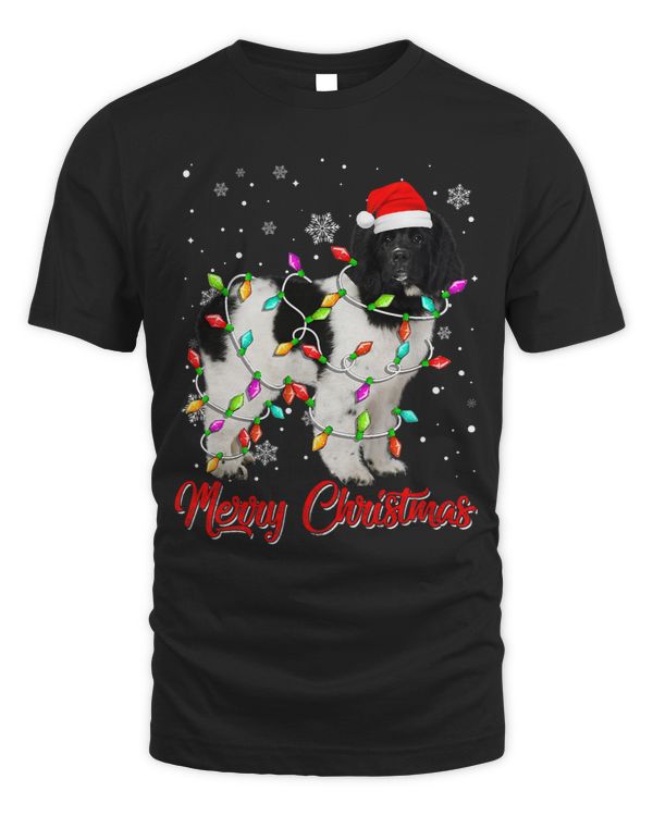 Merry Christmas Lights Newfoundland Dog Funny Dog Lover 234