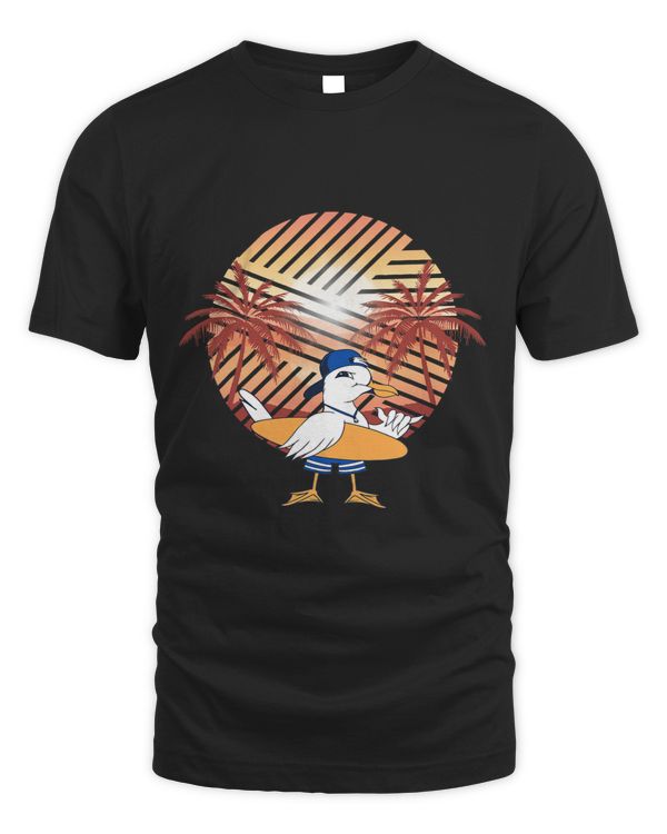 Seagul Modern Retro Surfing Palm Tree Seabird Gull Terns