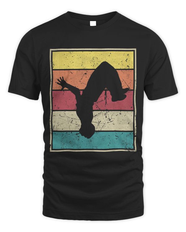 Parkour Backflip. Retro Vintage With Classic Stripes
