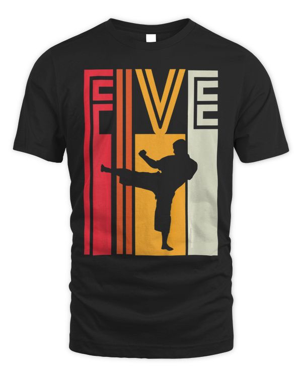 Kids 5th Birthday Gift Karate Retro Taekwondo Martial Arts Boys