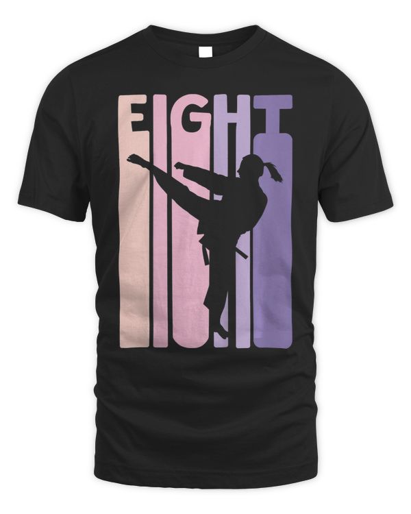 Kids 8th Birthday Gift Karate Retro Taekwondo Martial Arts Girls