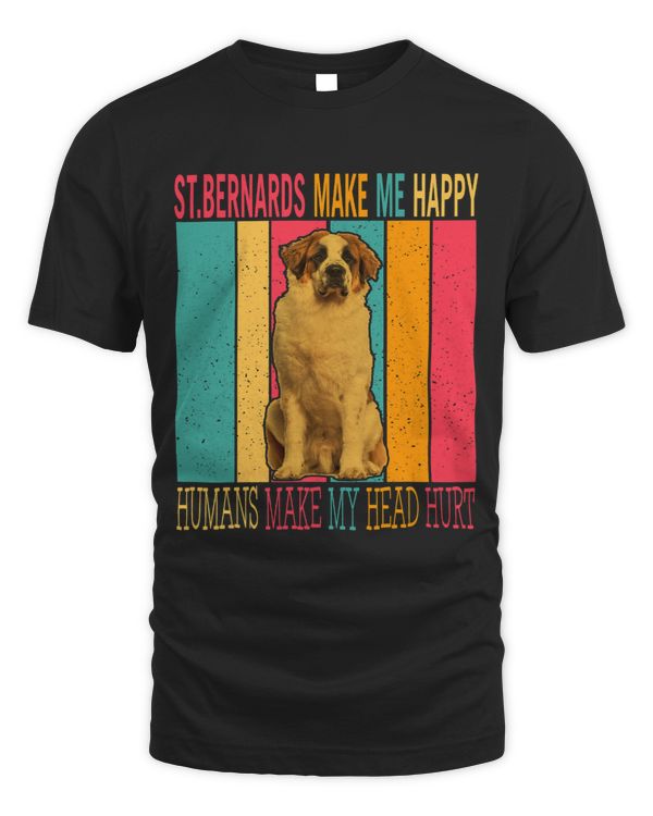Vintage Retro St Bernards Make Happy Humans Make Head Hurt