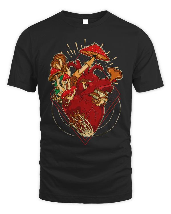 Anatomical Heart with Mushroom Fungi Foraging Mushroom Lover