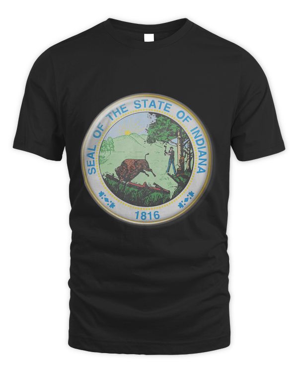 State of Indiana USA Buffalo Farming State Seal Pride Crest