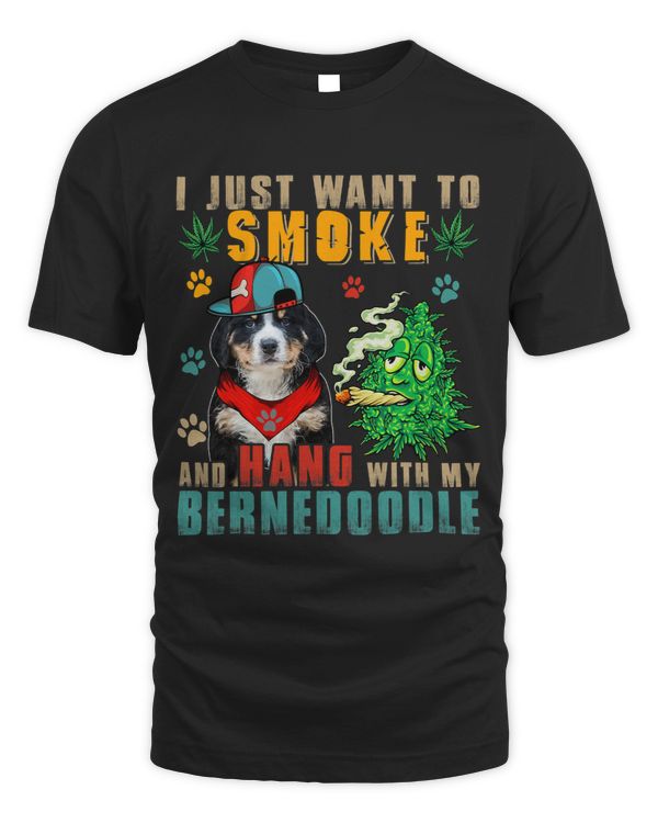 Vintage Smoke And Hang With My Bernedoodle Funny Smoker Weed