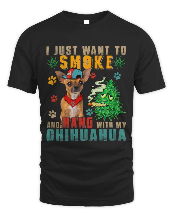 Vintage Smoke And Hang With My Chihuhua Funny Smoker Weed