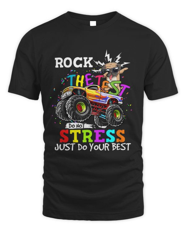 Pug Lover Rock The Test Teacher Student Pug Dabbing on Monster Truck Pugs Dog