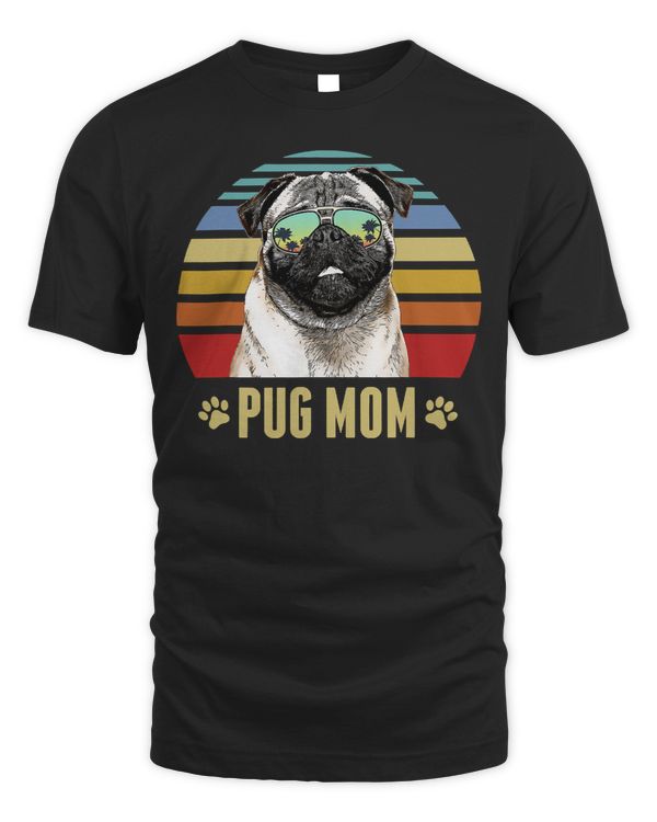 Pug Lover Best Dog Mom Ever Retro Sunset Beach Vibe 103 Pugs Dog