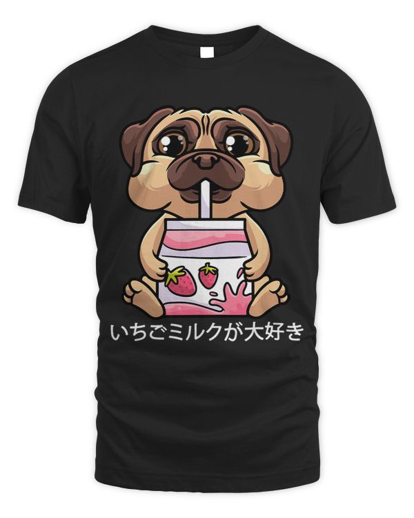 Pug Lover Japanese Anime Dog Kawaii Strawberry Milk Pugs Dog