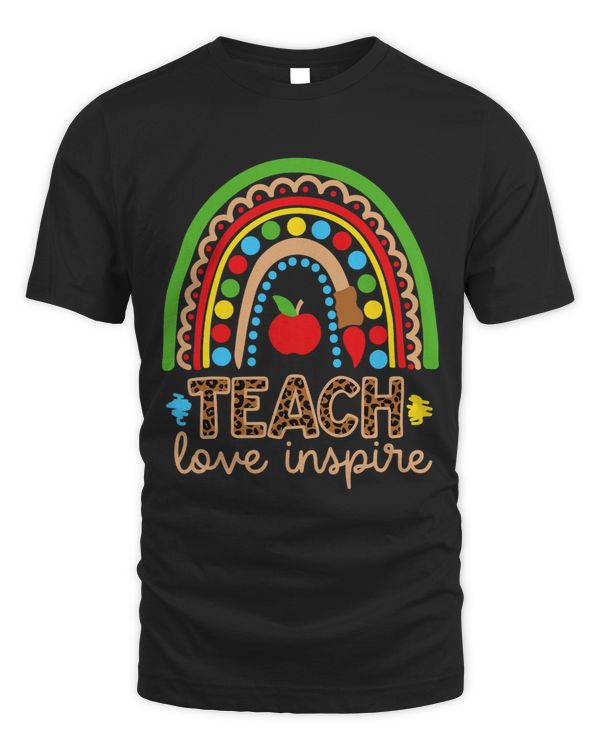 Teach Love Inspire Rainbow Leopard Cheetah Print Teacher