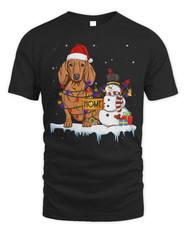 Wiener Funny Christmas Snowman Xmas Lights Pajama 235 Dachshund Doxie