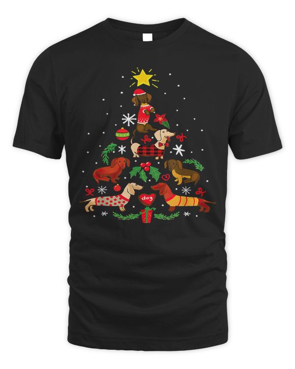 Wiener Christmas Dachshund tree T Funny Pajamas Xmas 155 Dachshund Doxie