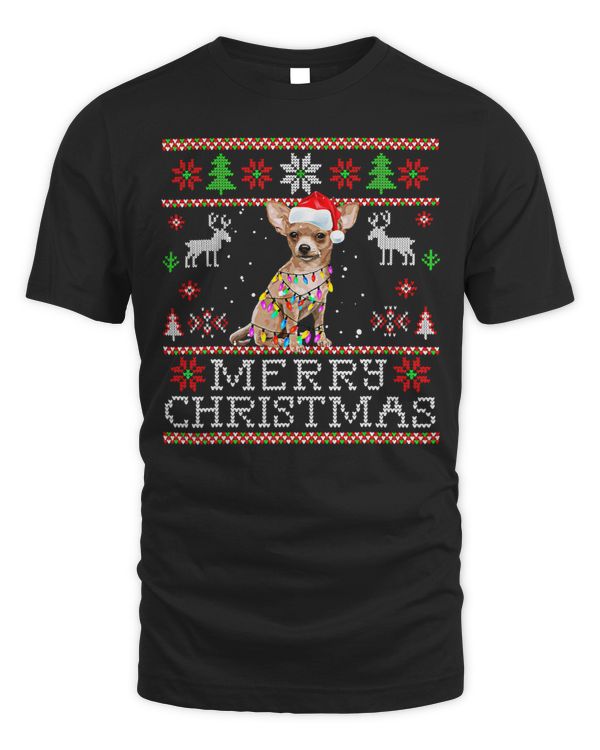 Chihuahuas Santa Chihuahua Santa Claus Dog Christmas Xmas Tree Lights 438 Chihuahua Dog