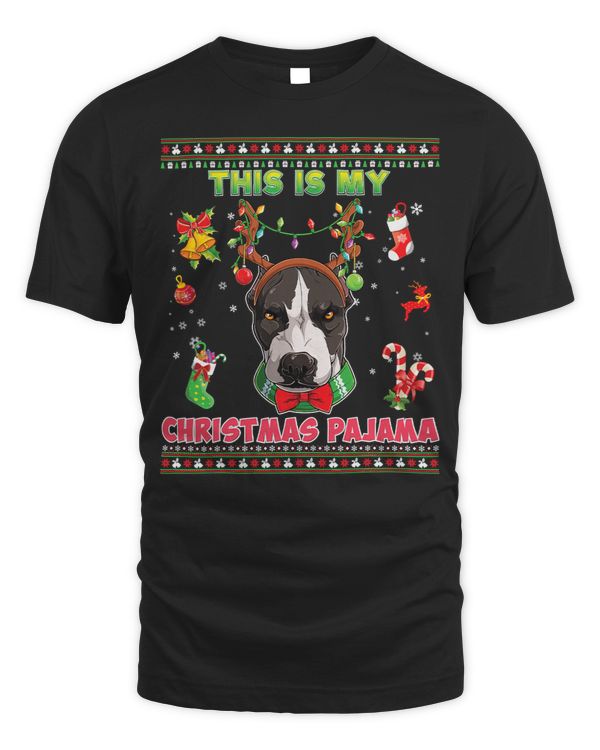 Bully Dog This Is My Christmas Pajama Pitbull Dog Light Ugly Sweater 138 Pitbull Dog