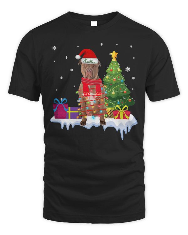 Bully Dog Santa Pitbull Pajama Dog Xmas Matching Christmas Tree Light 304 Pitbull Dog