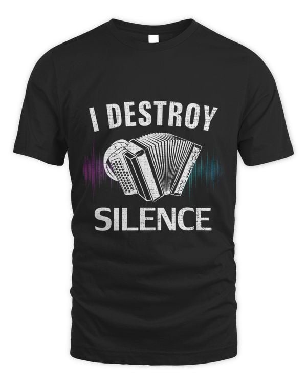 Vintage I Destroy Silence Accordion Funny Orchestra Gift