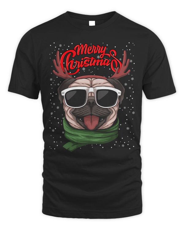 Pug Lover Dog Merry Christmas Pajamas Xmas Lights Funny Holiday 185 Pugs Dog