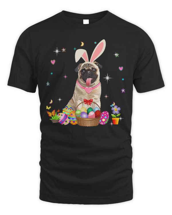 Pug Lover Cute Pug Easter Day Bunny Eggs Easter Costume Womens 141 Pugs Dog