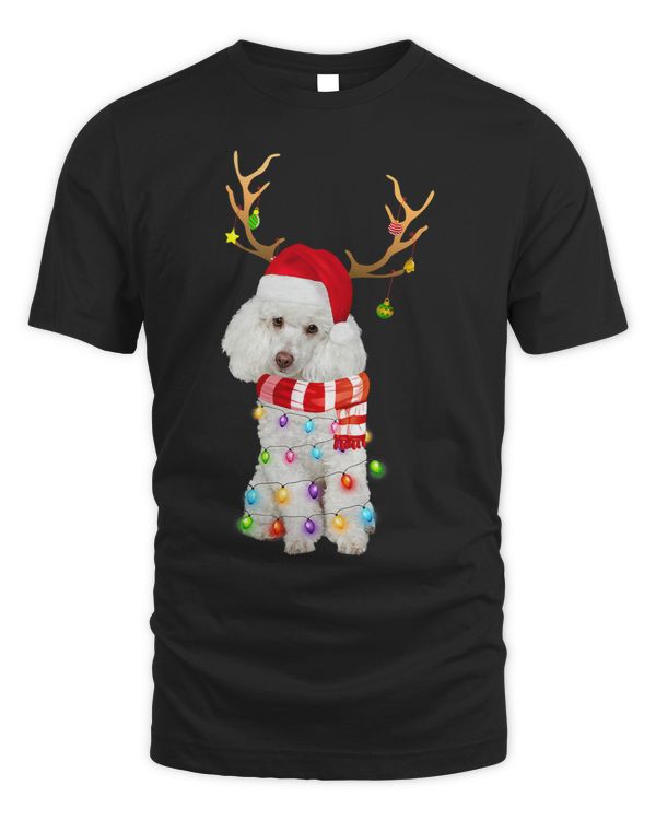 Poodles Christmas 2021 Lights Santa Reindeer 72 Poodle dog