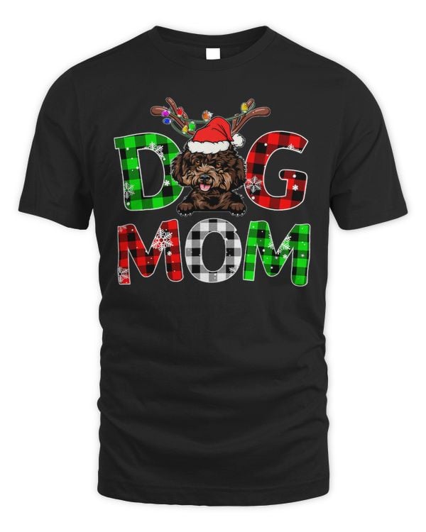 Poodles Mom Buffalo Plaid Xmas Pajama Reindeer Horn 68 Poodle dog