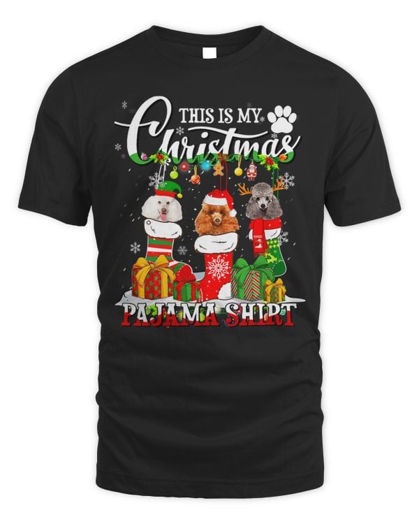 Poodles This is My Christmas Pajama Poodle in Socks Christmas Lights 122 Poodle dog