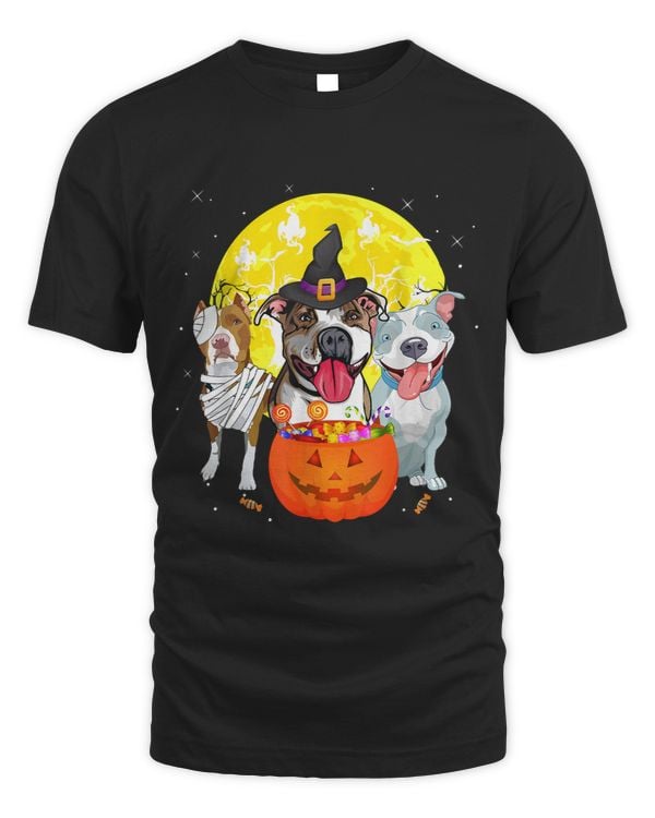 Bully Mummy Witch Dog Moon Ghosts Halloween 150 Pitbull Dog