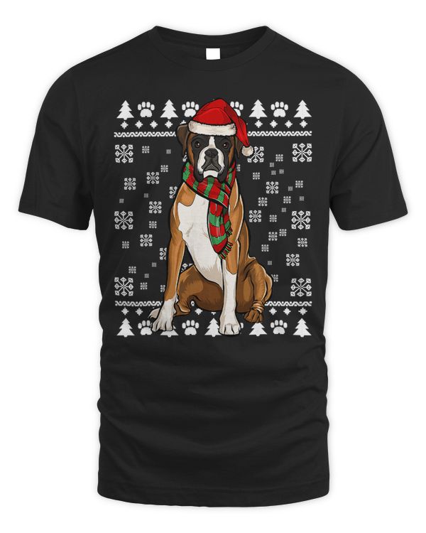 Boxer Christmas Ugly Sweater Santa Hat Dog Lover 235 Boxers Dog