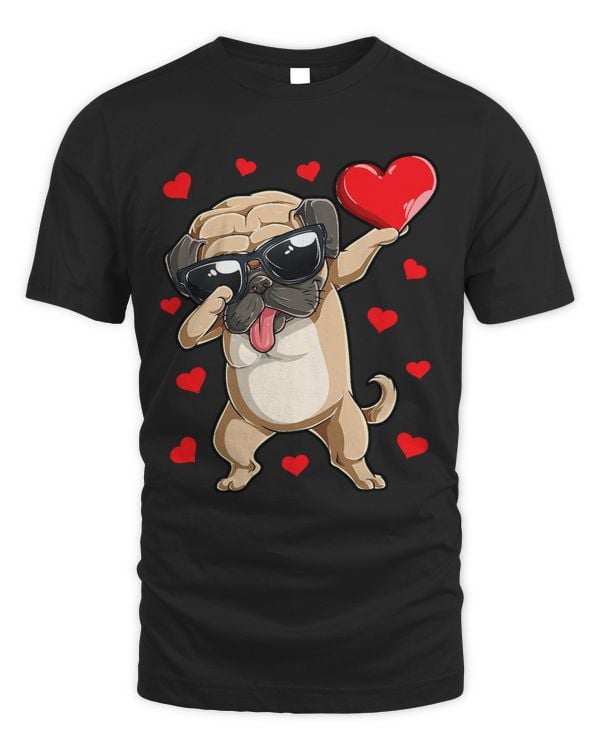 Pug Lover Dabbing Pug Heart Valentines Day Men Women Dog Lover Gifts 138 Pugs Dog