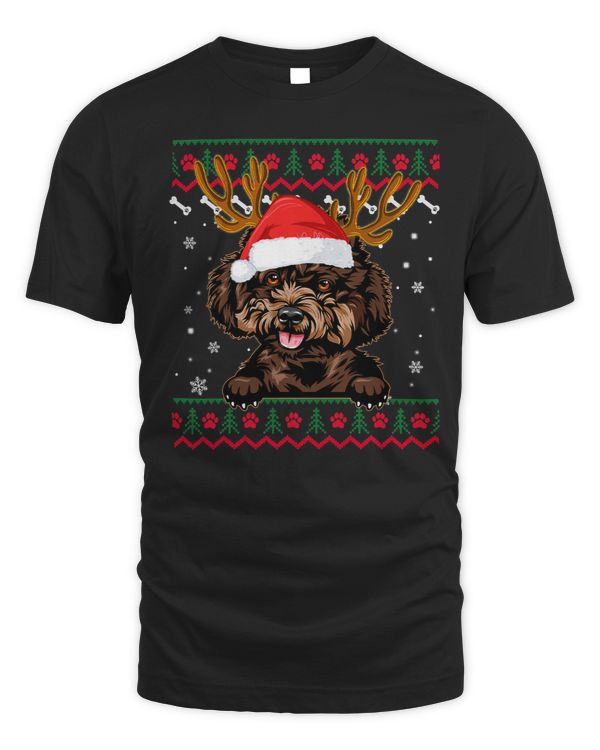 Poodles Ugly Sweater Reindeer Santa Christmas Poodle Dog 135 Poodle dog