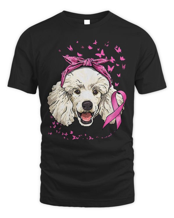 Poodles Pink Ribbon Breast Cancer Awareness Survivor 55 Poodle dog